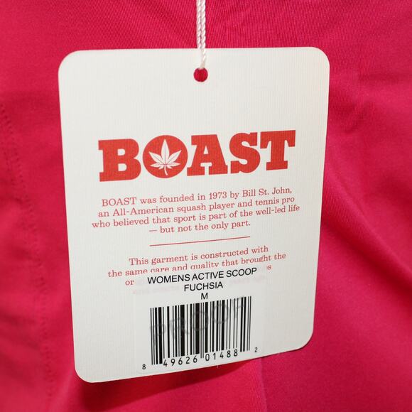 BOAST USA Women Active Tank Medium Fuschia Stretch Bra Racerback Leaf Logo - Picture 7 of 9